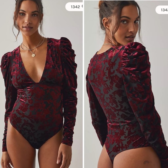FREE PEOPLE Intimately NWT $98 Magic Night Bodysuit Velvet Burnout Whimsigoth S - Picture 3 of 15